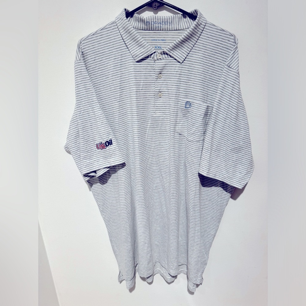 B Draddy USA Golf Striped Polo Stretch Cotton Mens XXL